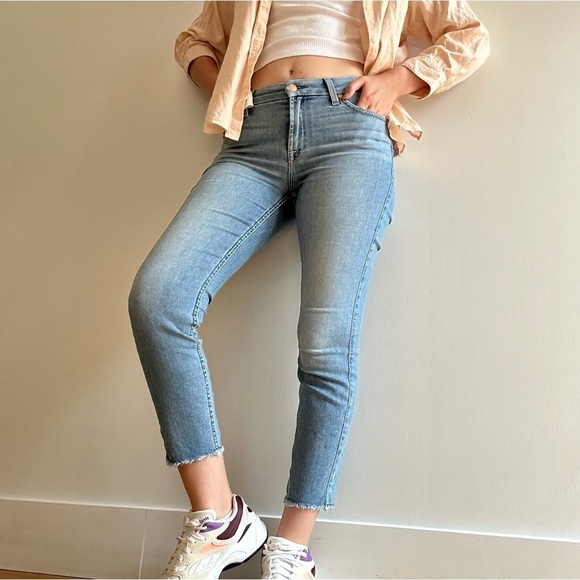 FOR ALL 7 MANKIND KIMMIE CROP SKINNY BLUE  JEANS - 27 - Picture 3 of 16